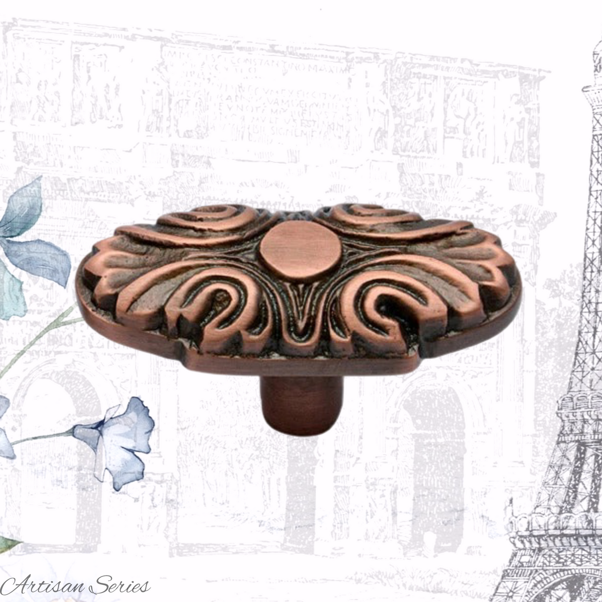 Artisan Brass Oval Antique Copper Cabinet knob 61mm x 29mm