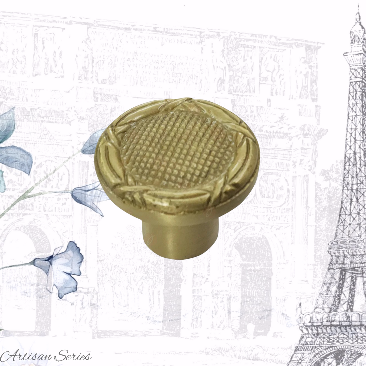Artisan Rustic Satin Brass Round rope knot  Round knob 30x19mm