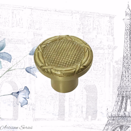 Artisan Rustic Satin Brass Round rope knot  Round knob 30x19mm