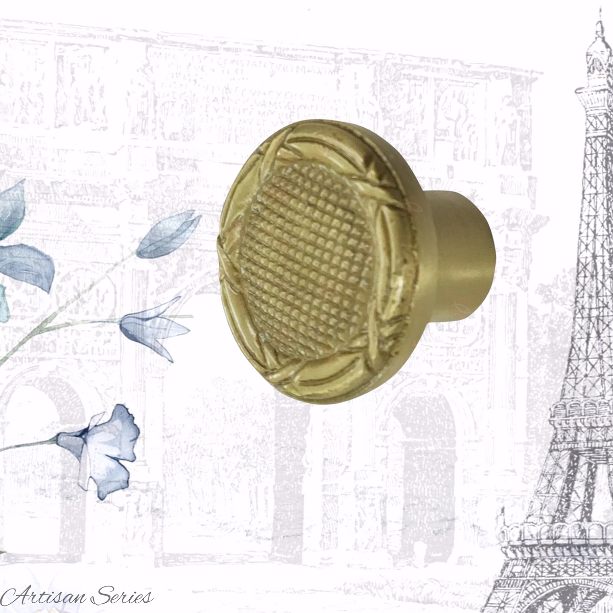 Artisan Rustic Satin Brass Round rope knot  Round knob 30x19mm