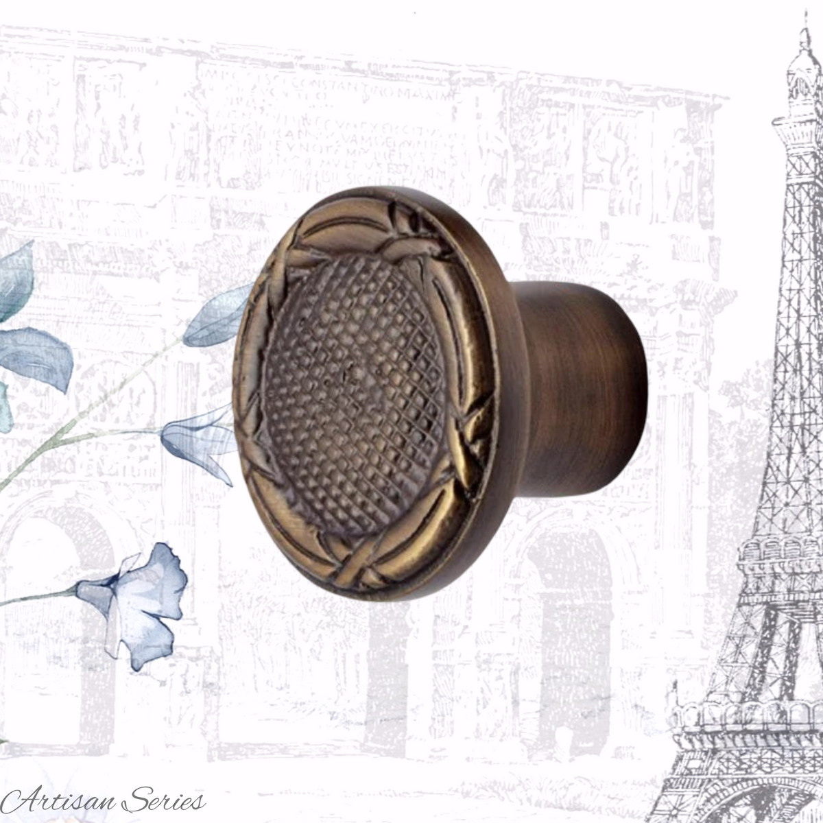 Artisan Rustic Antiqued Brass rope knot  Round knob 39mm dia