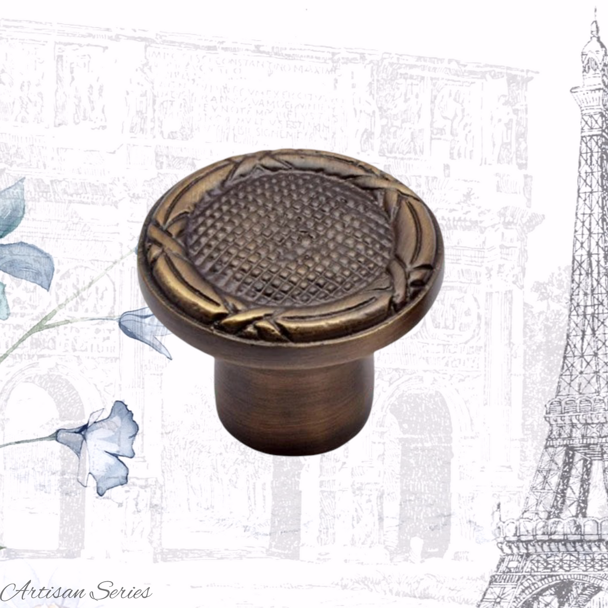Artisan Rustic Antiqued Brass rope knot  Round knob 39mm dia