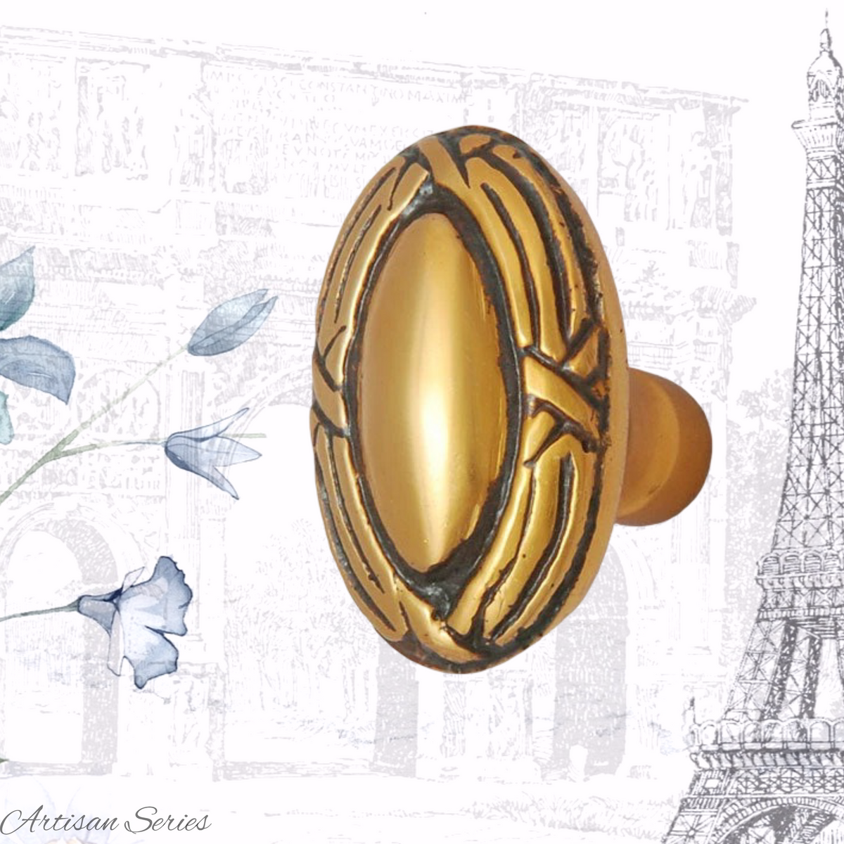 Artisan Rustic Satin Brass Oval rope knot  Round knob 30x19mm (Copy)