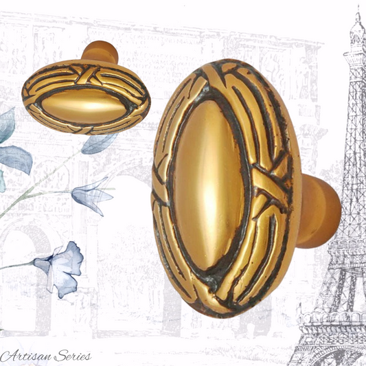 Artisan Rustic Satin Brass Oval rope knot  Round knob 30x19mm (Copy)