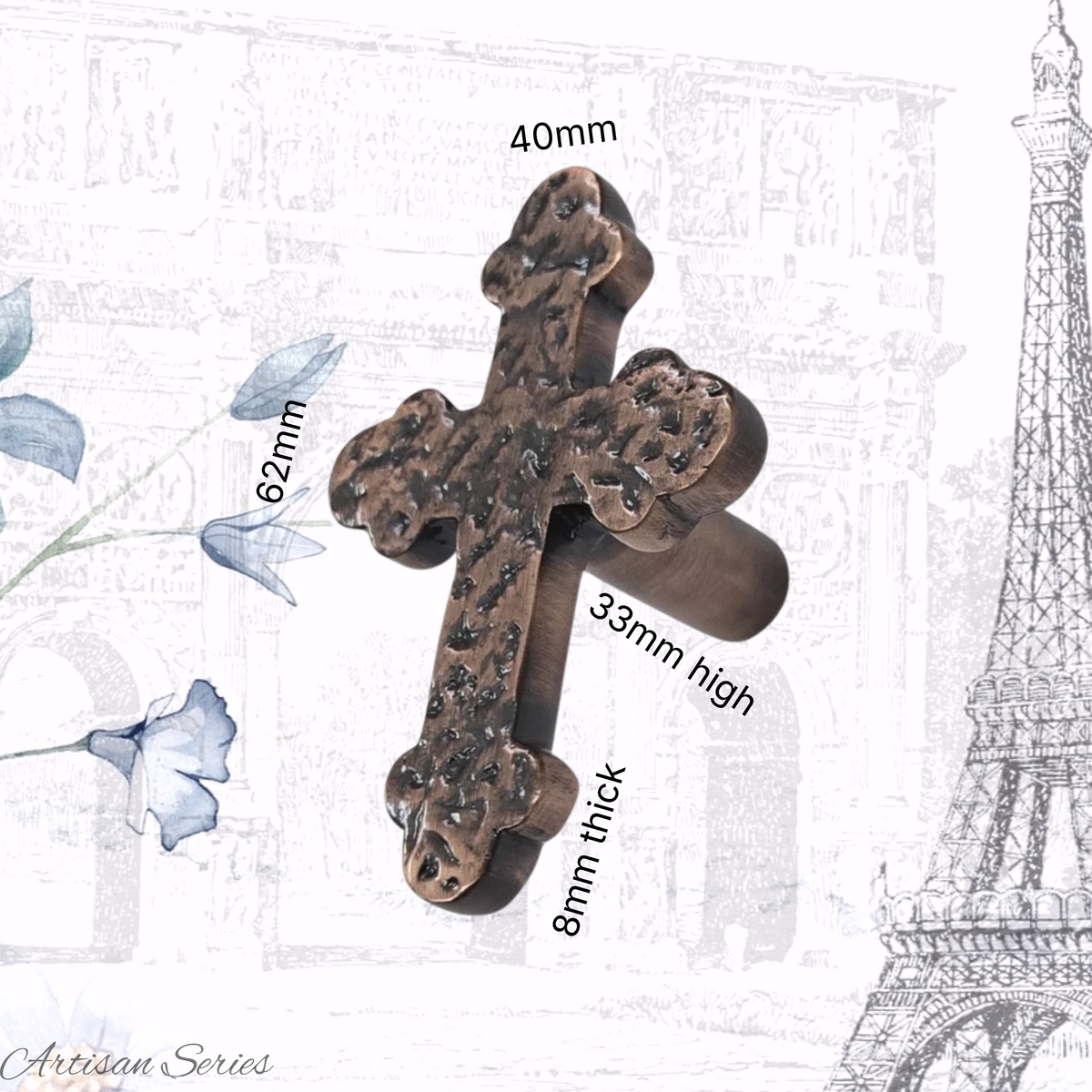Artisan Rustic oil bronze finish brass Cross 62mm x 44mm
