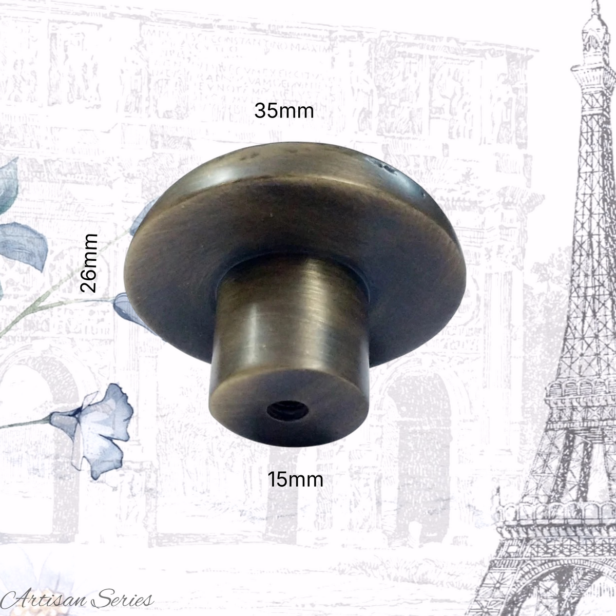 Artisan Antique Brass Pitted Mushroom knob 35mm dia