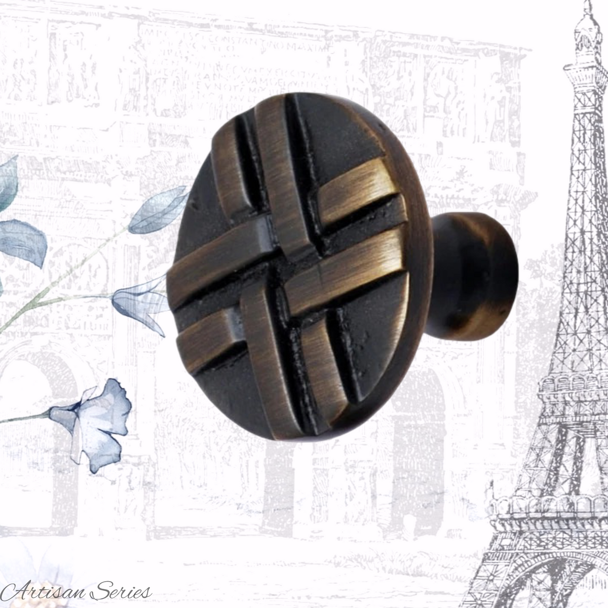Artisan Antique Brass Weave pattern knob 32mm dia