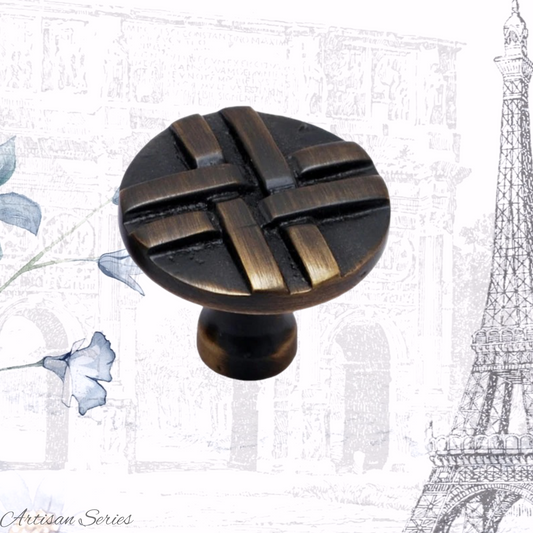 Artisan Antique Brass Weave pattern knob 32mm dia