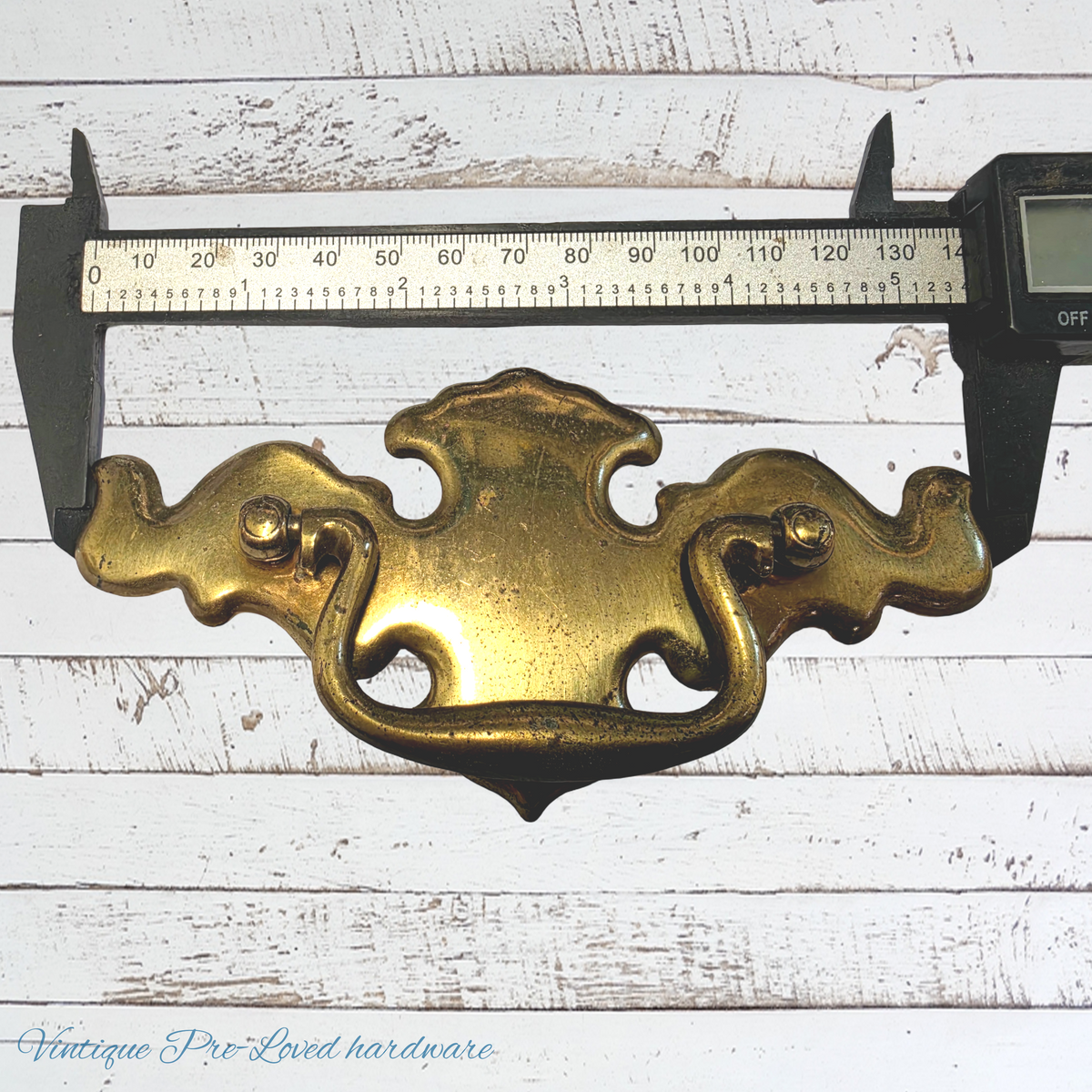 recycled Vintage Large Keeler Brass swing handle 138mm longx80mm