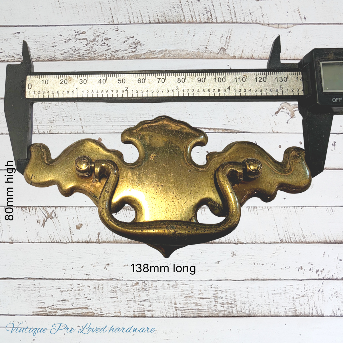 recycled Vintage Large Keeler Brass swing handle 138mm longx80mm