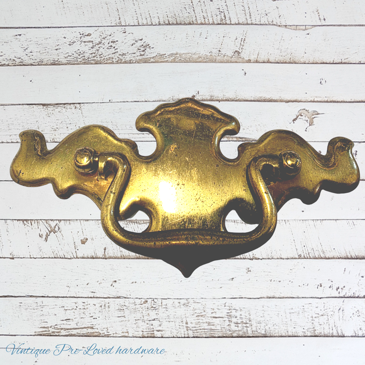 recycled Vintage Large Keeler Brass swing handle 138mm longx80mm