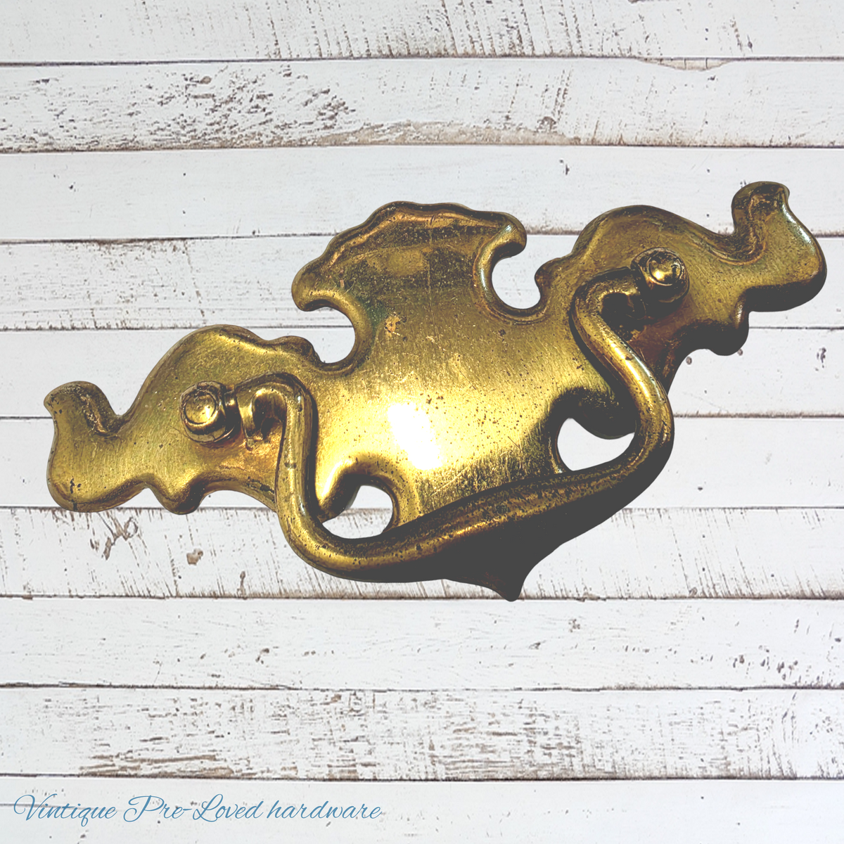 recycled Vintage Large Keeler Brass swing handle 138mm longx80mm