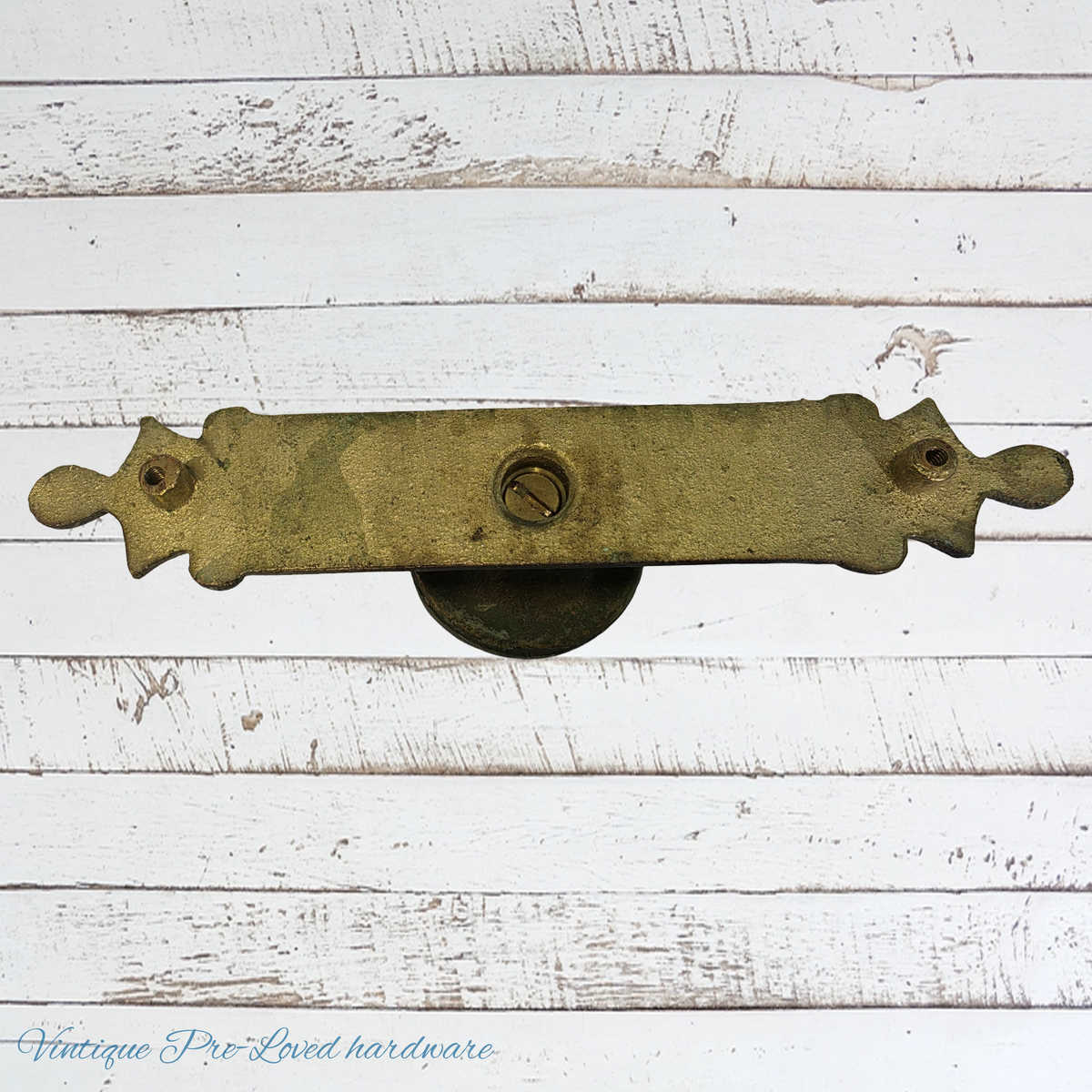 recycled antique Cast Brass cabinet knob 53mm dia and backplate (200mm long)