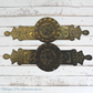 recycled antique Cast Brass cabinet knob 53mm dia and backplate (200mm long)
