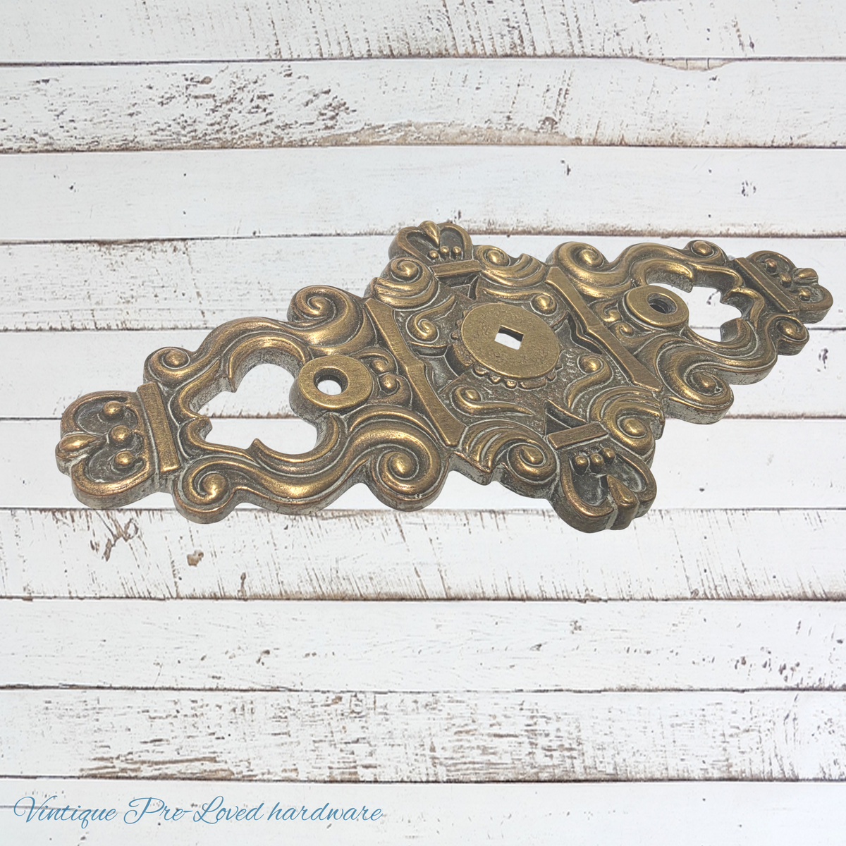 antque Hyer Ornate Brass Cabinet Door Plate Large Hollywood Regency Mid Century