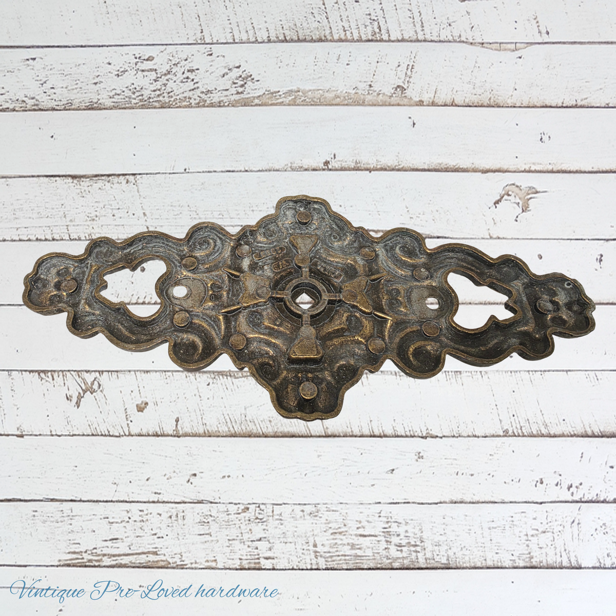 antque Hyer Ornate Brass Cabinet Door Plate Large Hollywood Regency Mid Century