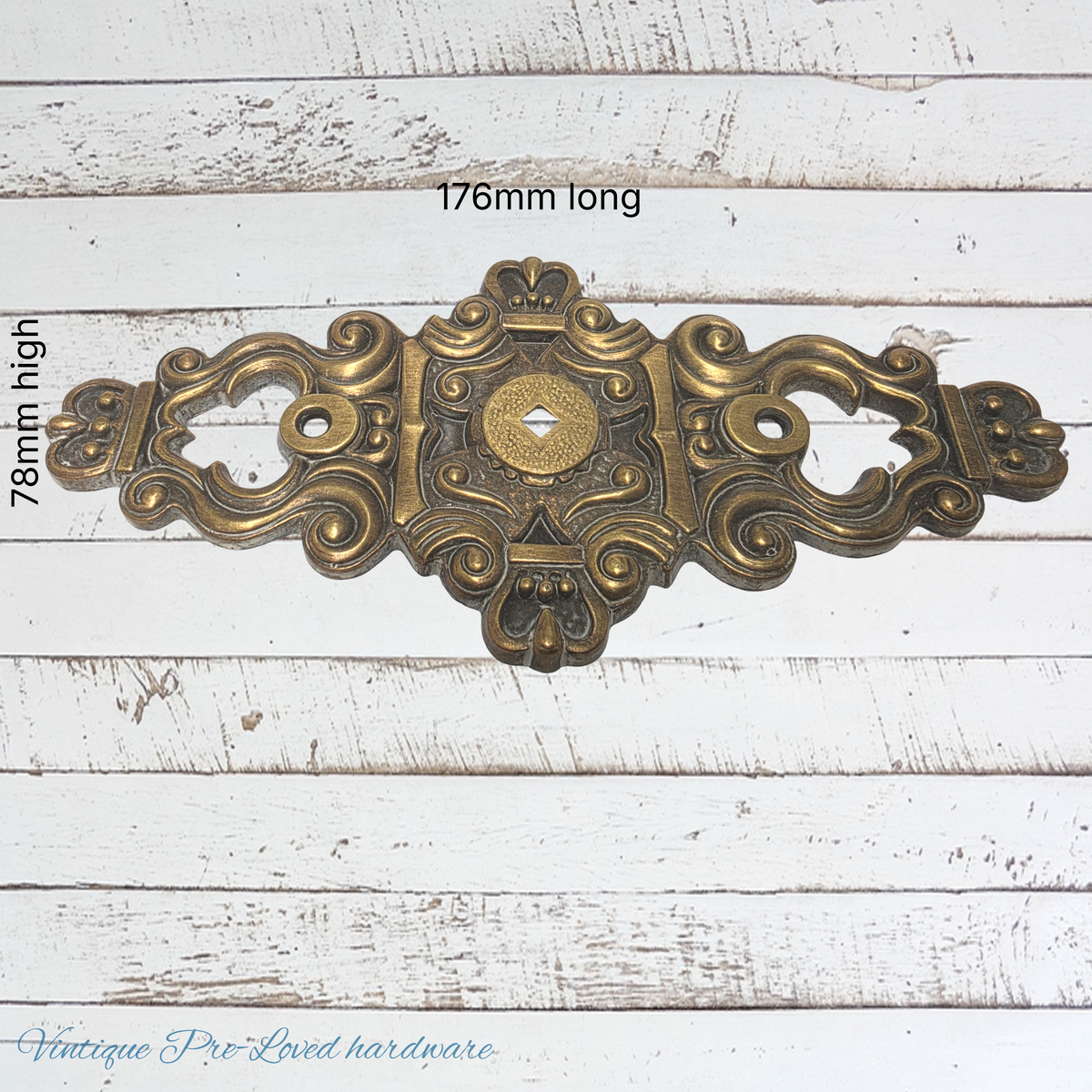 antque Hyer Ornate Brass Cabinet Door Plate Large Hollywood Regency Mid Century
