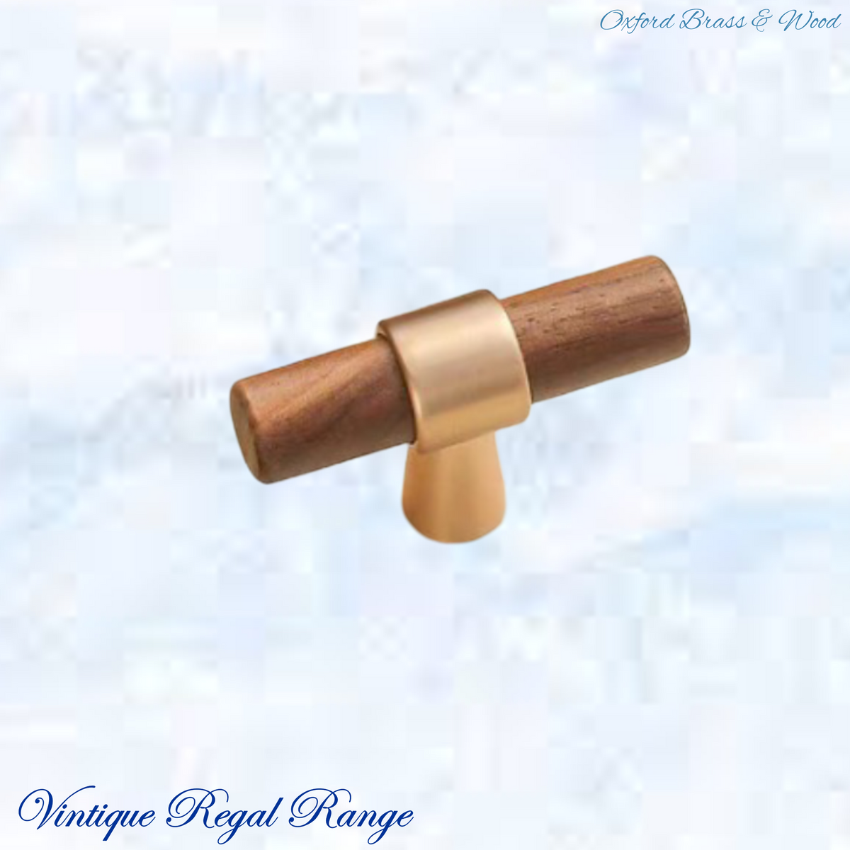 Oxford Walnut & Brass T-Bar cabinet handle/Knob 50mm long