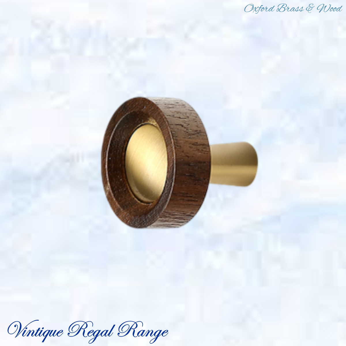 Oxford Walnut & Brass Centre Round cabinet handle / Knob 29mm dia