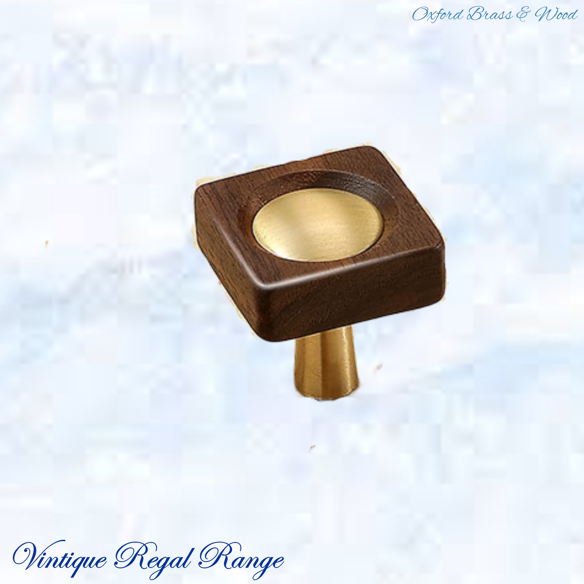 Oxford Walnut & Brass Centre Square cabinet handle / Knob 30x30mm