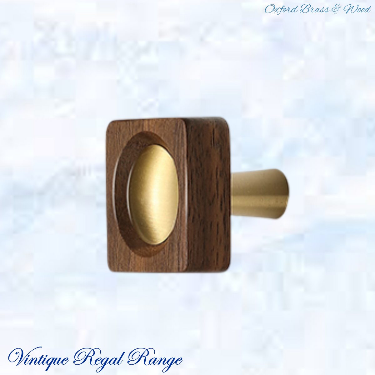 Oxford Walnut & Brass Centre Square cabinet handle / Knob 30x30mm