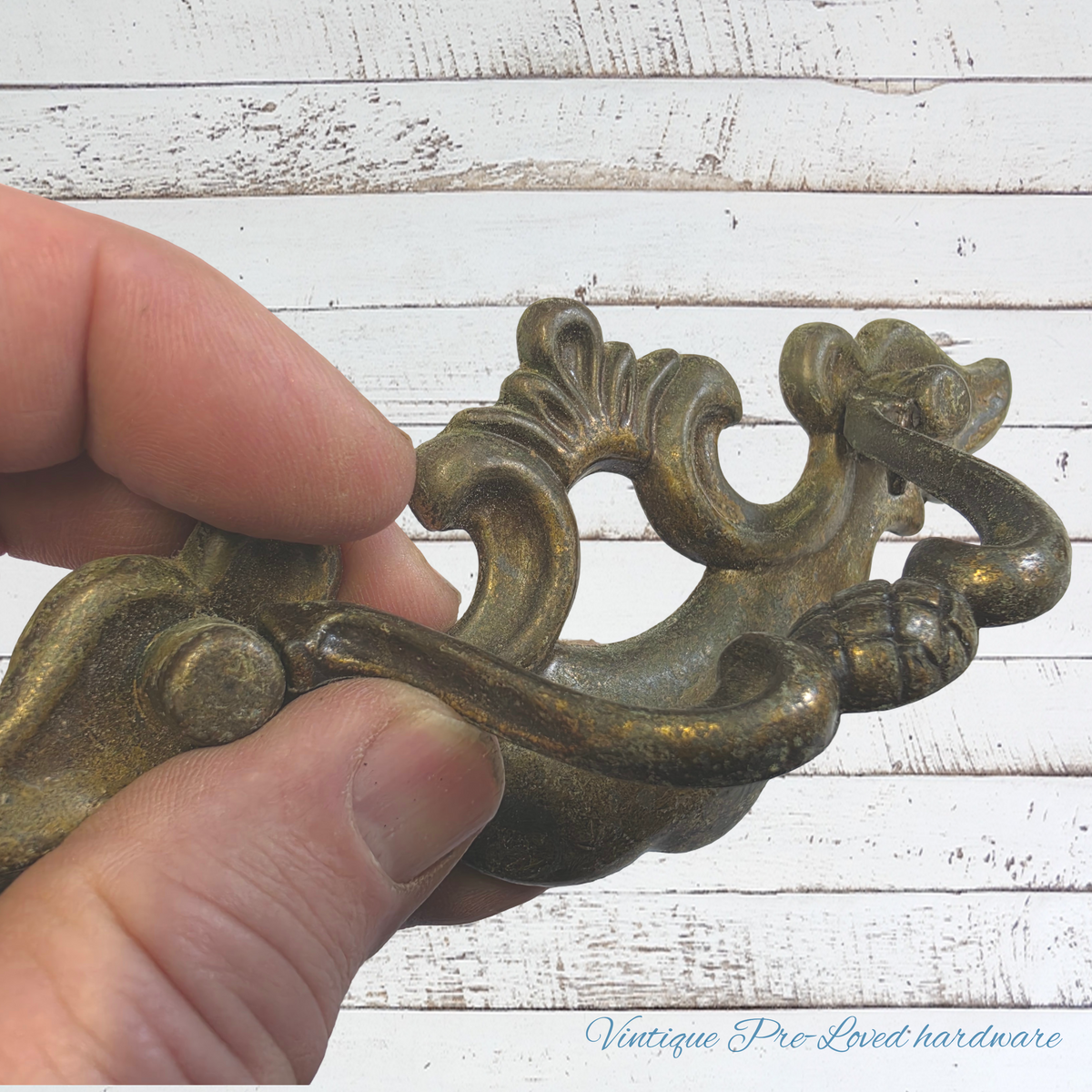 Antique Tudor hardware NZ sheet brass Swing bail cabinet handle 160mm long