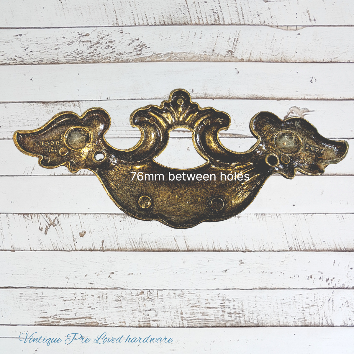 Antique Tudor hardware NZ sheet brass Swing bail cabinet handle 160mm long