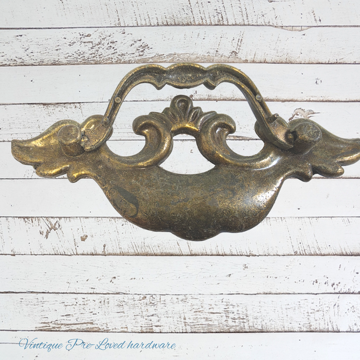 Antique Tudor hardware NZ sheet brass Swing bail cabinet handle 160mm long