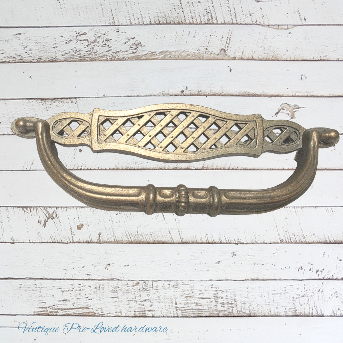 Antique Tudor hardware NZ alloy fixed bail cabinet handle-pre loved