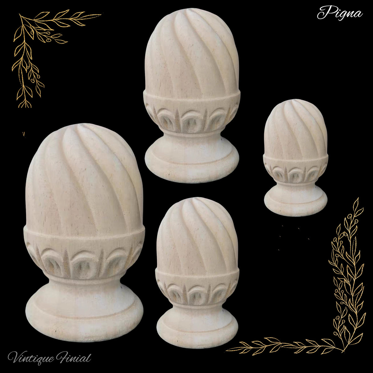 Pigna cone shape Wooden final -6 sizes ideal for stairs