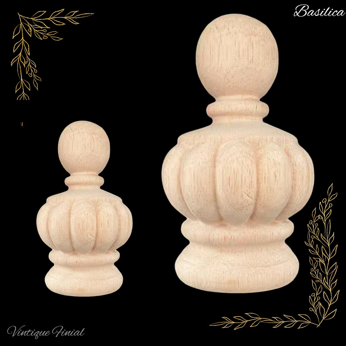 Basilica Domed Crown shape Wooden finial -2 sizes -large designs
