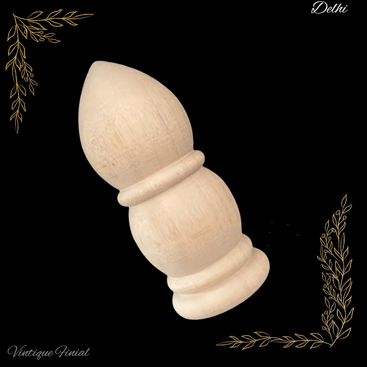 Delhi carved Wooden finial -150mm x 60mm