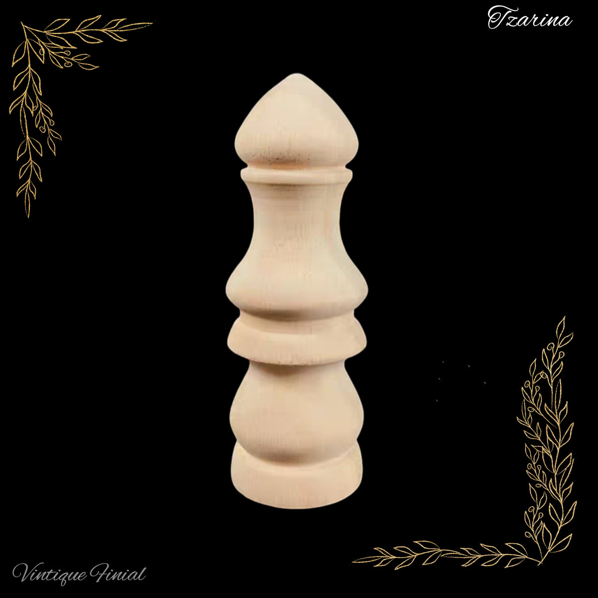 Tzarina carved Wooden finial -150mm x 55mm