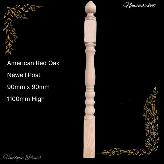 Newmarket wooden (Red Oak) Newel post 1100mm L x 90mm x 90mm