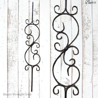 "Burr: Flower Wrought Iron Baluster 850mm long x 100mm wide