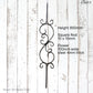 "Burr: Flower Wrought Iron Baluster 850mm long x 100mm wide