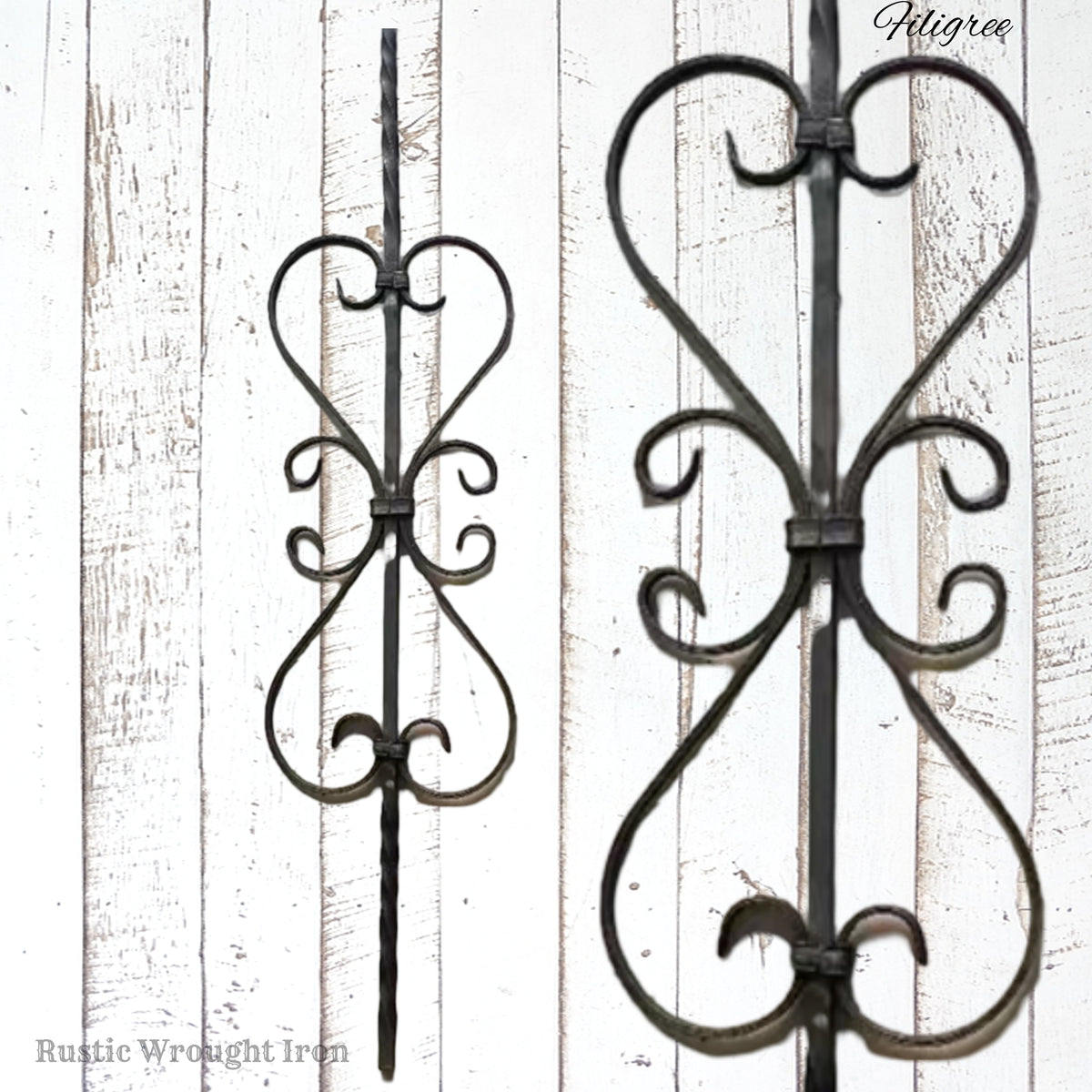 "Filigree" Flower Wrought Iron Baluster 850mm long x 200mm wide