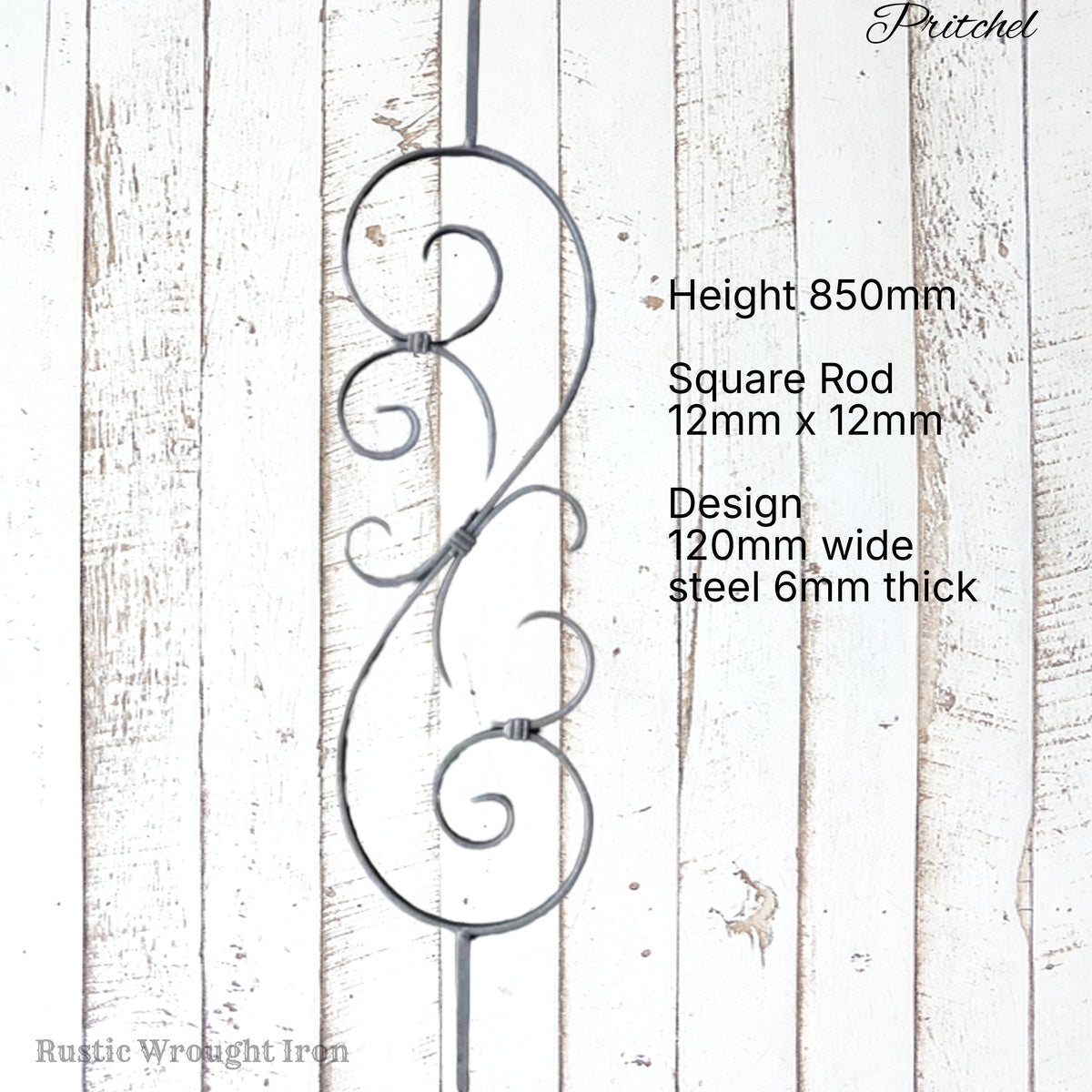 "Pritchel" Flower Wrought Iron Baluster 850mm long x 120mm wide