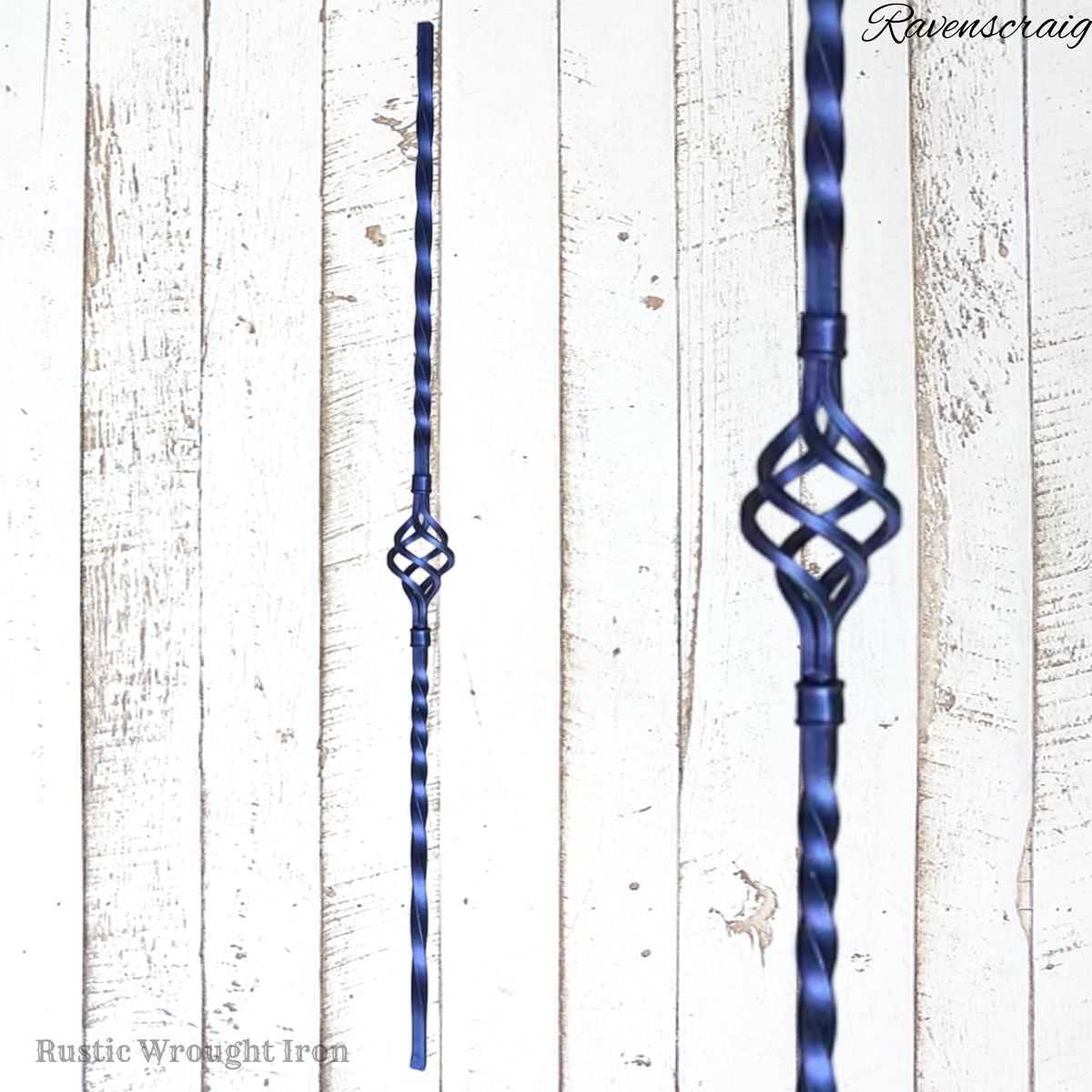 "Ravenscraig"Twisted Orb Wrought Iron Baluster 850mm long