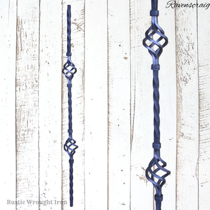 "Ravenscraig"Double Twisted Orb Wrought Iron Baluster 850mm long
