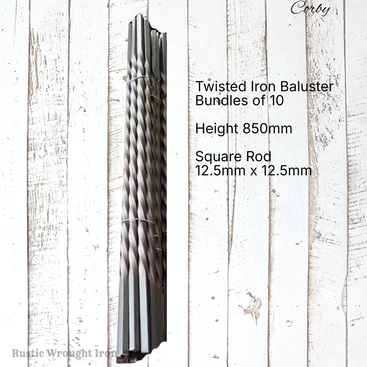 "Corby"Twisted Rod (bundles of 10) Wrought Iron Baluster 850mm long