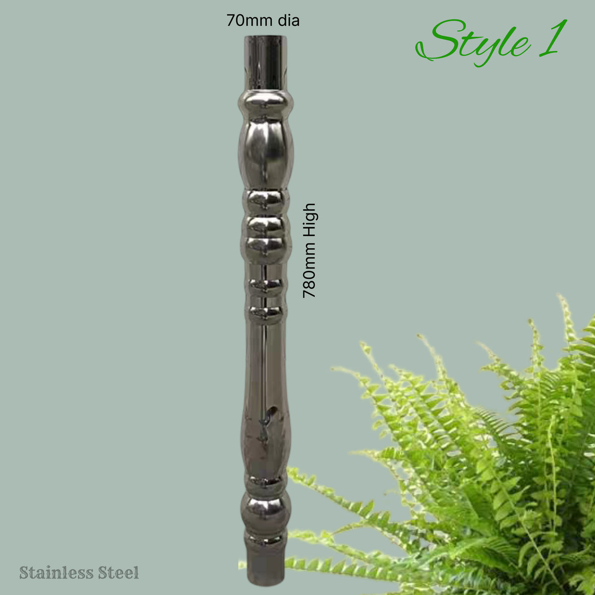 304 Stainless Steel Fence / Railing Post 780mm x 70mm Dia (Style 1)