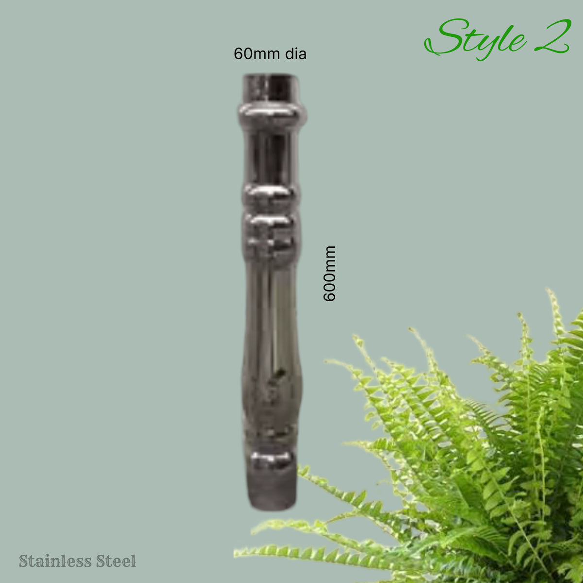 304 Stainless Steel Fence / Railing Post 600mm x 70mm Dia (Style 2)