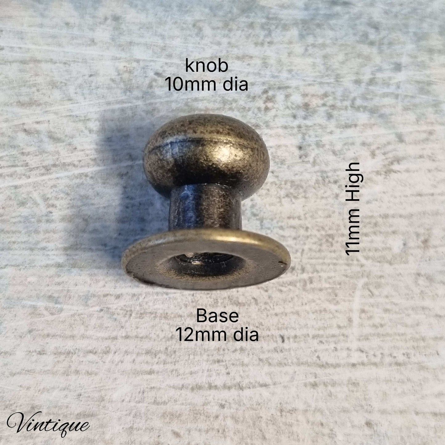 Antique Bronze DELICATE" small drawer or cabinet vintage knob 12mm dia -NEW
