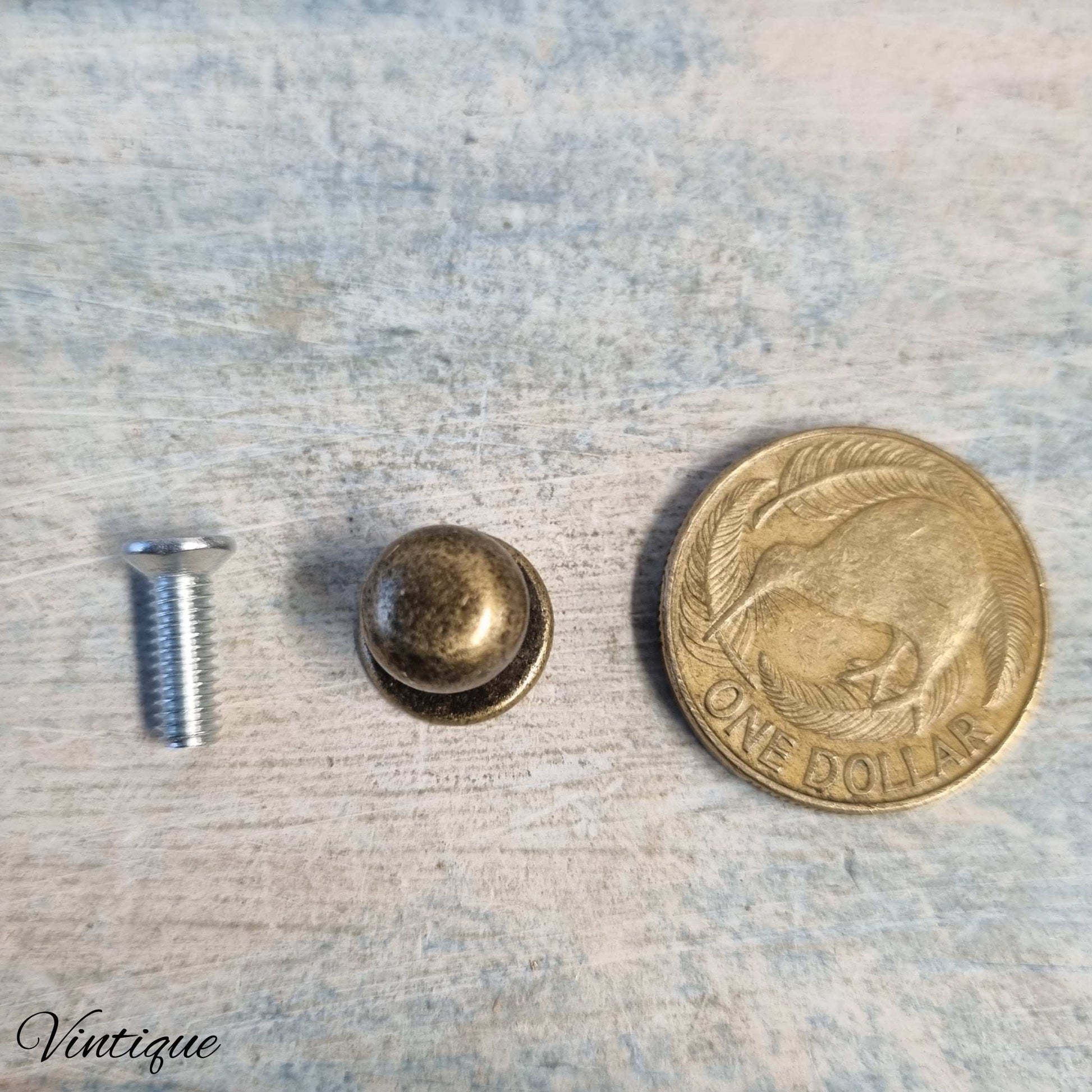 Antique Bronze DELICATE" small drawer or cabinet vintage knob 12mm dia -NEW