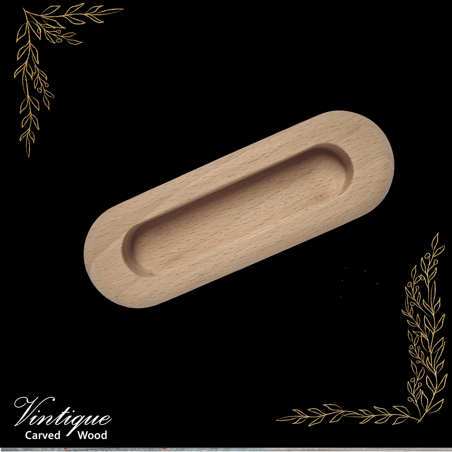 Concealed Cavity Oval wooden door Handle 120mm x 40mm