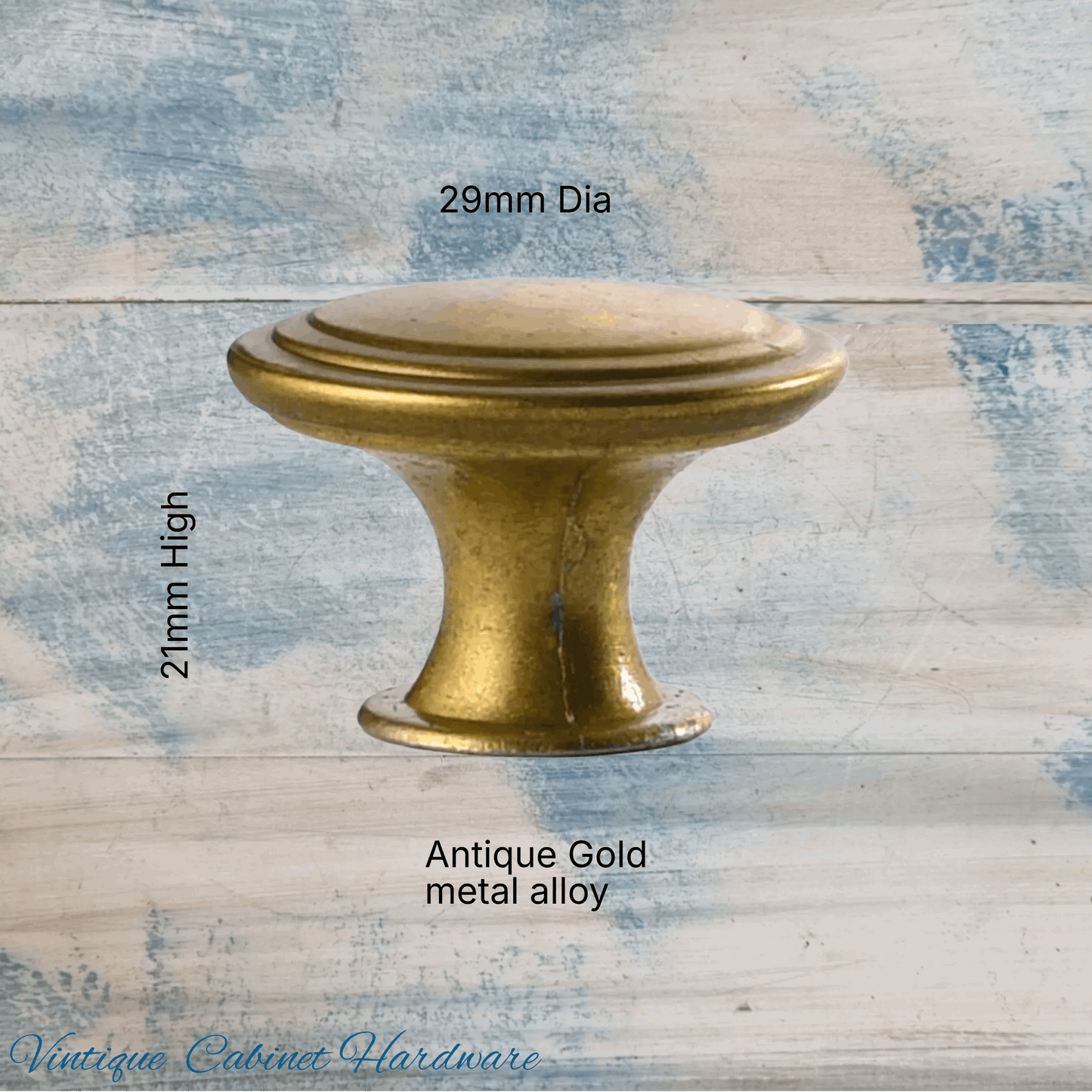 Ringed Alloy Antique Gold finish 29mm Drawer or Cabinet Knob - Vintique Concepts
