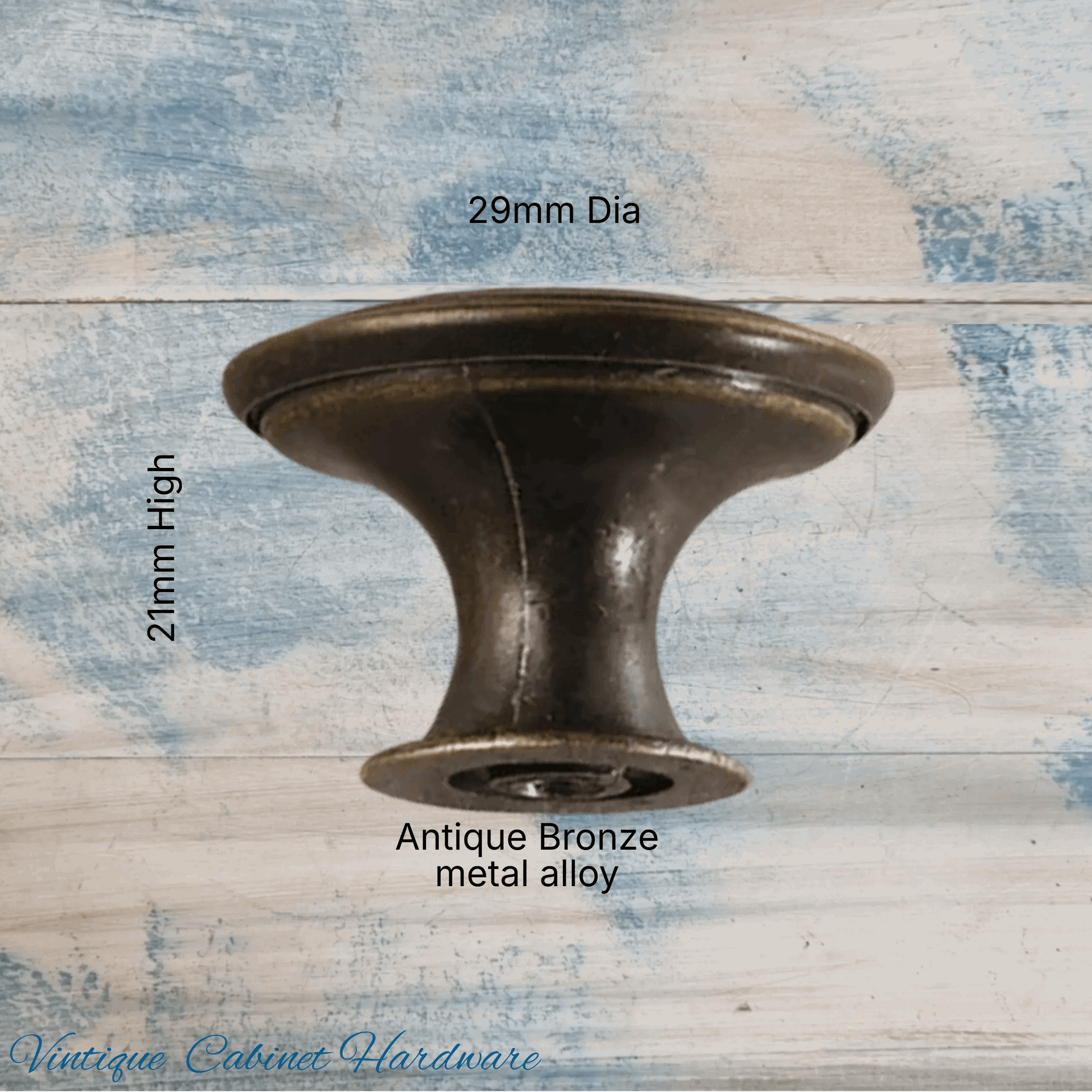 Ringed Alloy Antique Bronze finish 29mm Drawer or Cabinet Knob - Vintique Concepts
