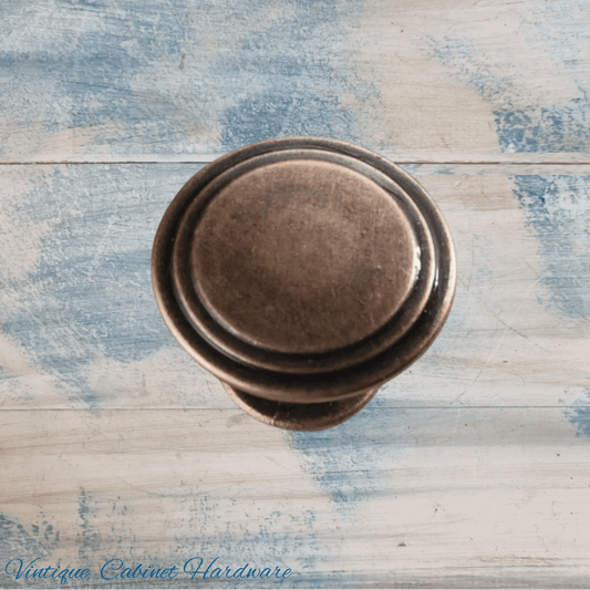 Ringed Alloy Antique Bronze finish 29mm Drawer or Cabinet Knob - Vintique Concepts