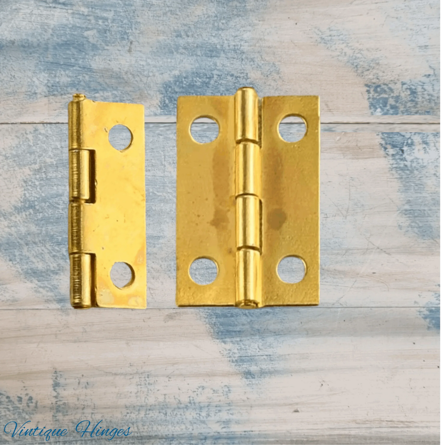 Small Gold finish Butt Hinge 25mm x 16mm - square Corner - Vintique Concepts